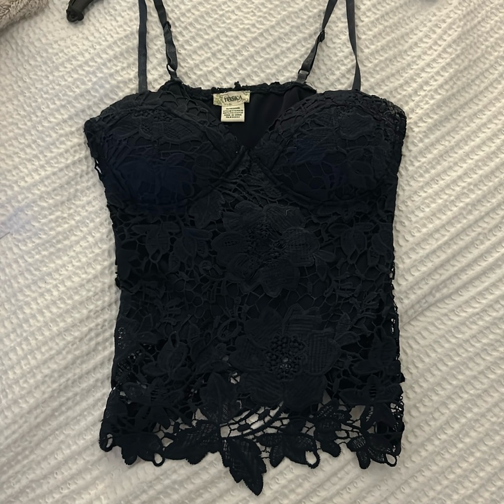 Navy bustier top